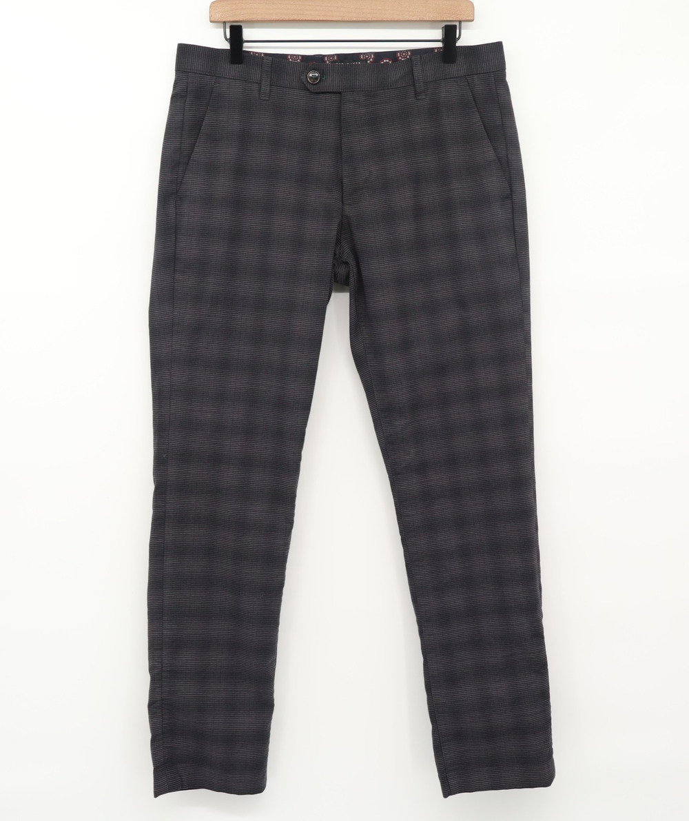 Ted Baker London Men’s Dress Pants 34x32R Gray Glen Plaid Slim Fit Trousers